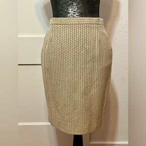 Escada Margaretha Ley Beige Textured Wool Silk Skirt Sz EU 36